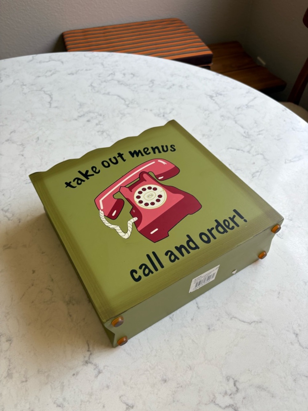 Retro Telephone Take-Out Menu Box - Olive Green